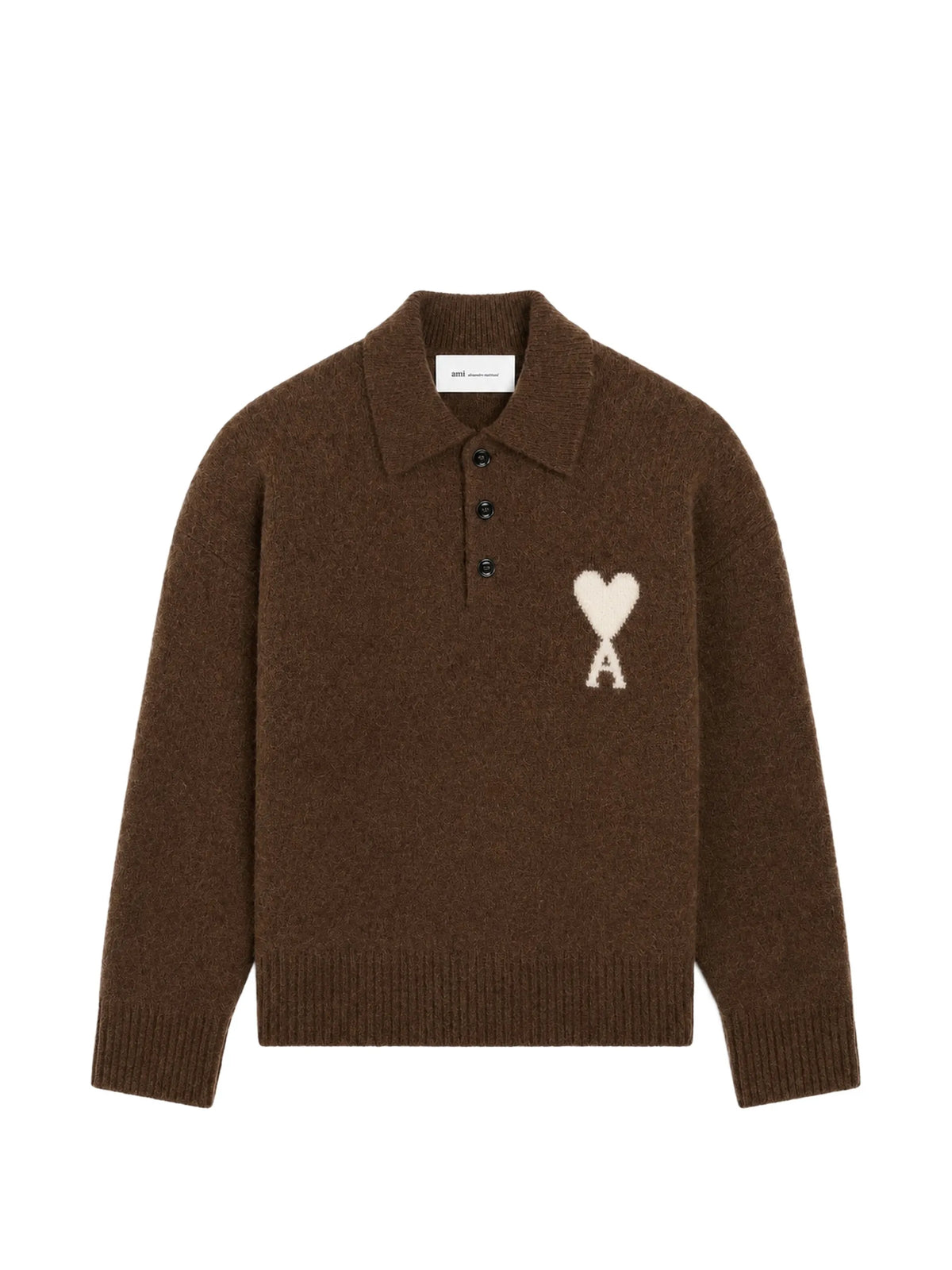 AMI Paris brown alpaca polo coloris Brown
