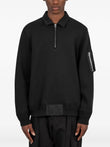 sacai quarter-zip utility polo shirt coloris Black