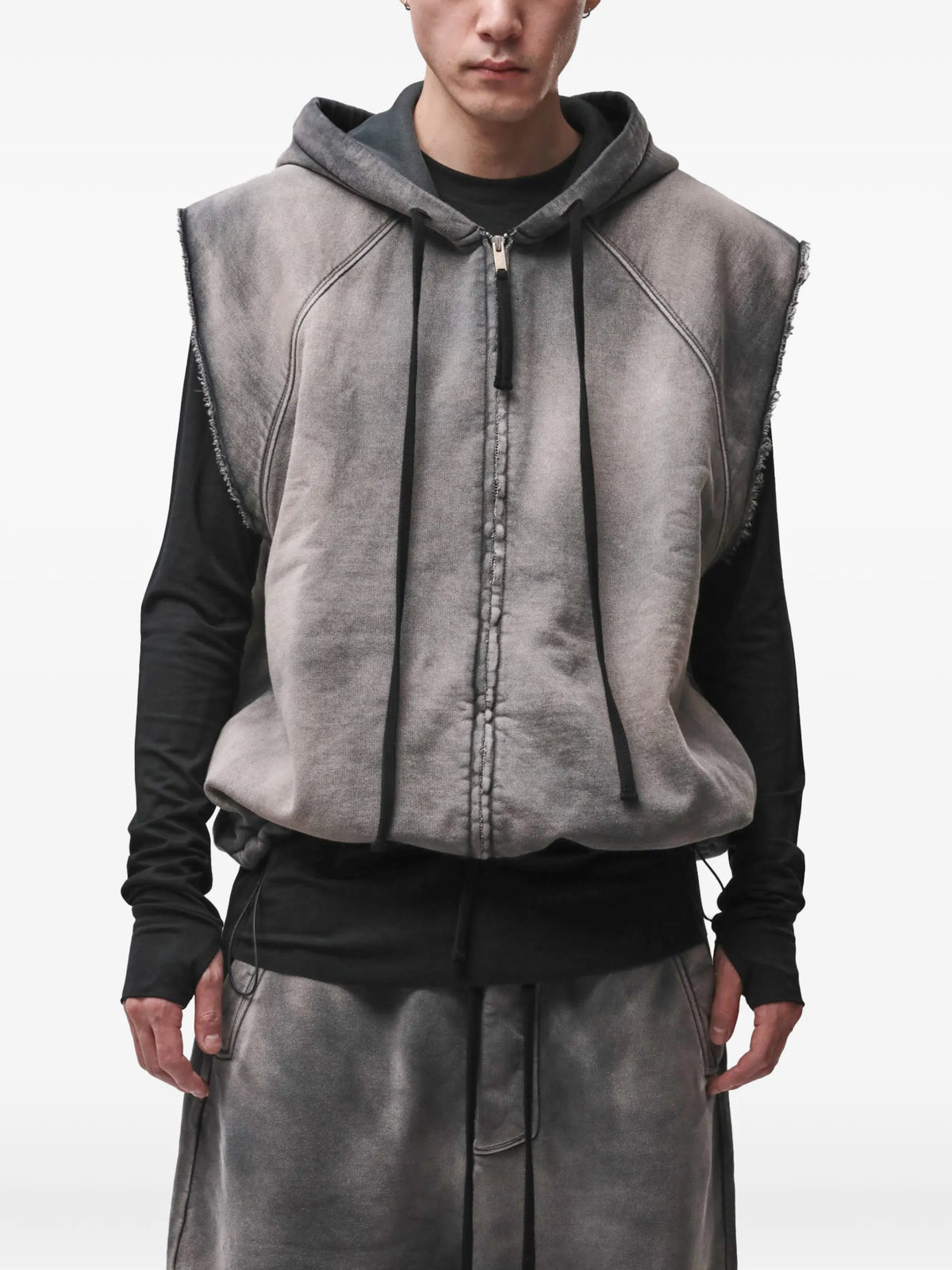 Thom Krom stone-wash hooded vest coloris Grey