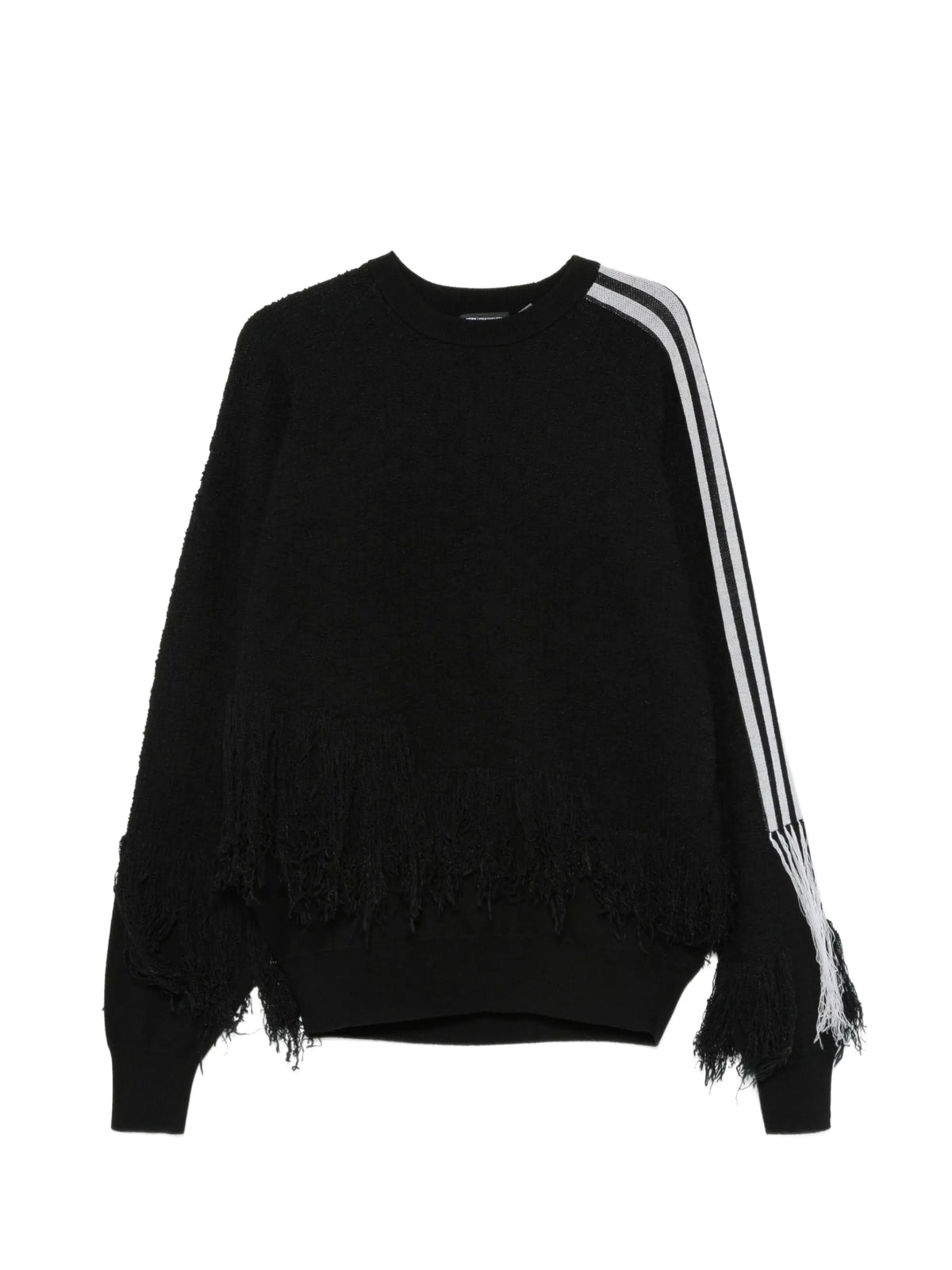 Y-3 fringed-detail side-stripe sweatshirt coloris Black