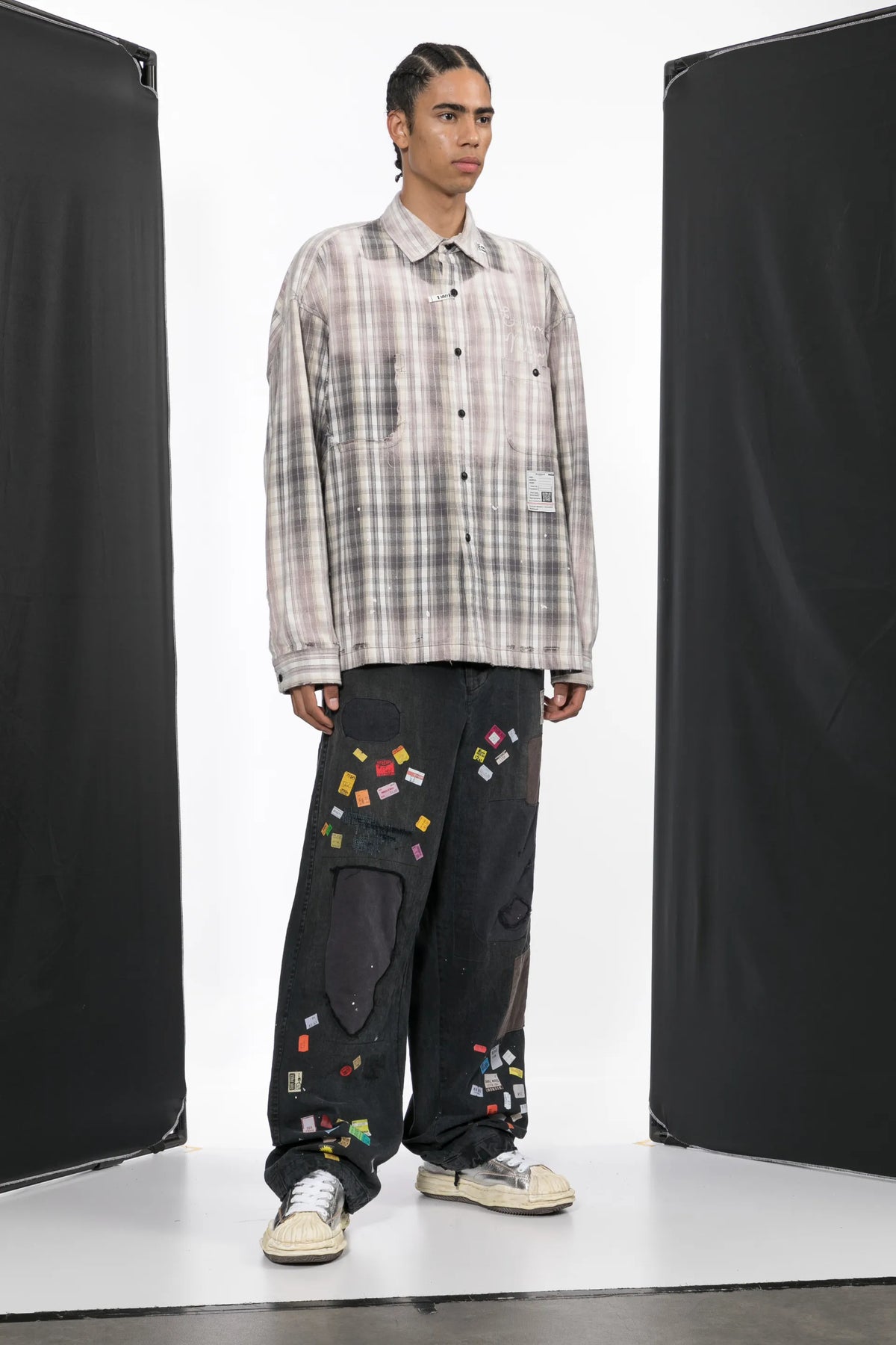 Maison MIHARA YASUHIRO vintage like checked shirt coloris Black - vue 2