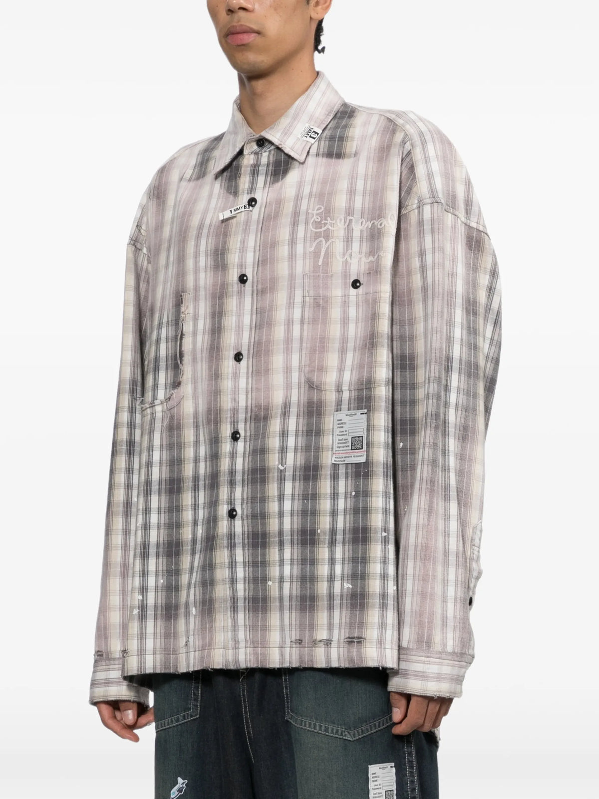 Maison MIHARA YASUHIRO vintage like checked shirt coloris Black - vue 3