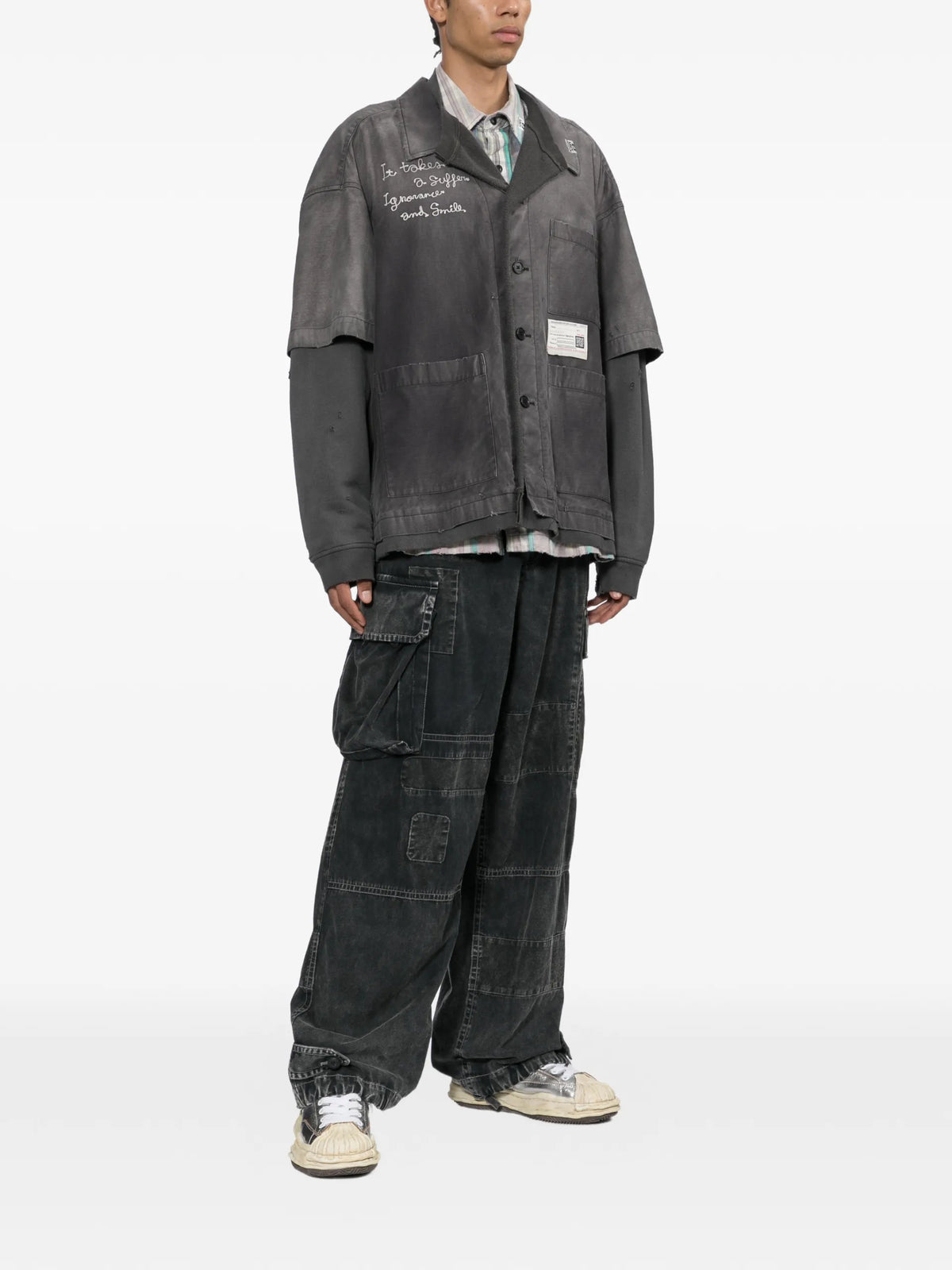 Maison MIHARA YASUHIRO sweat layered work shirt coloris Black - vue 2