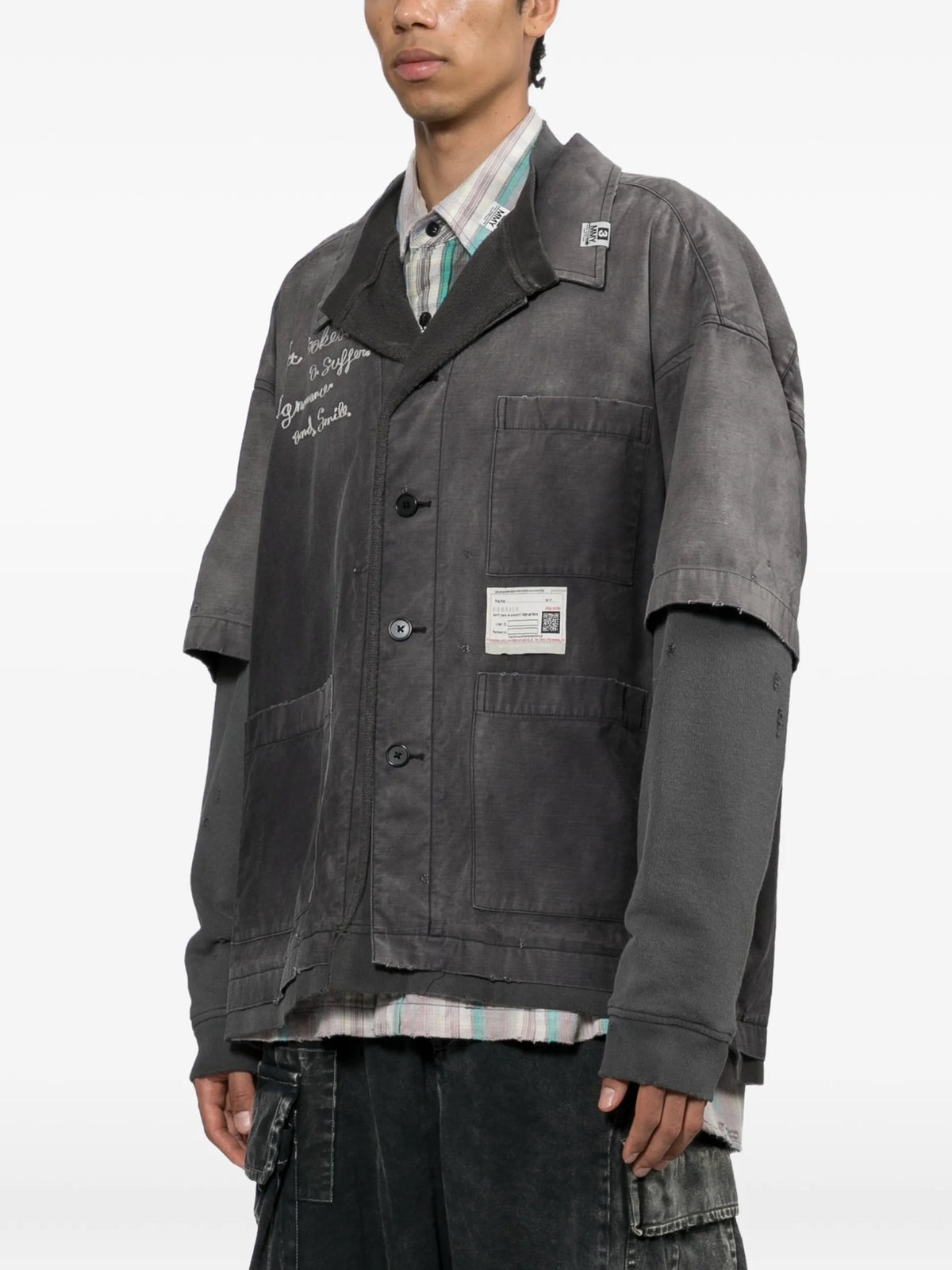 Maison MIHARA YASUHIRO sweat layered work shirt coloris Black - vue 3