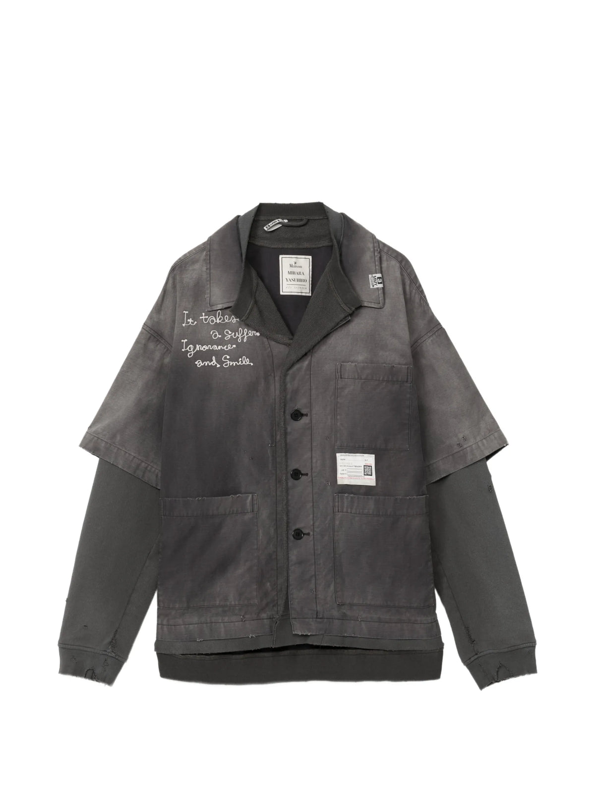 Maison MIHARA YASUHIRO sweat layered work shirt coloris Black