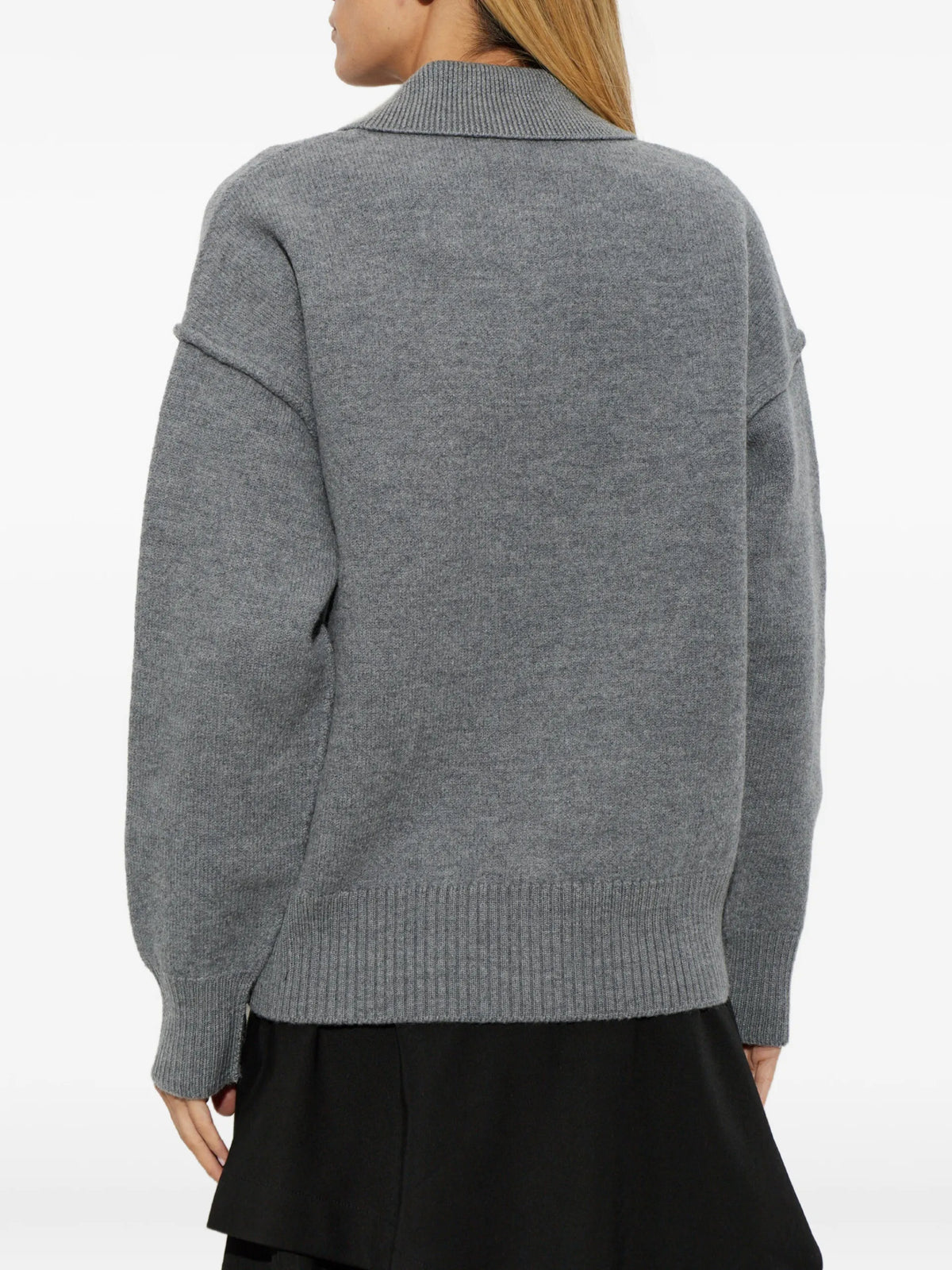 AMI Paris Ami de Coeur wool polo shirt coloris Grey - vue 5