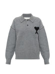 AMI Paris Ami de Coeur wool polo shirt coloris Grey