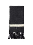 Y-3 stripe-detail fringed scarf coloris Black