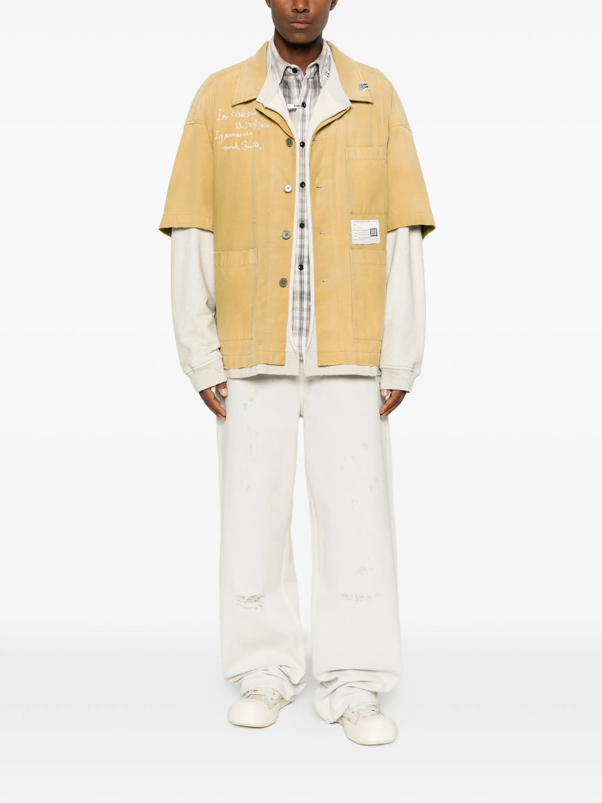 Maison MIHARA YASUHIRO layered-design embroidered jacket coloris Yellow - vue 2