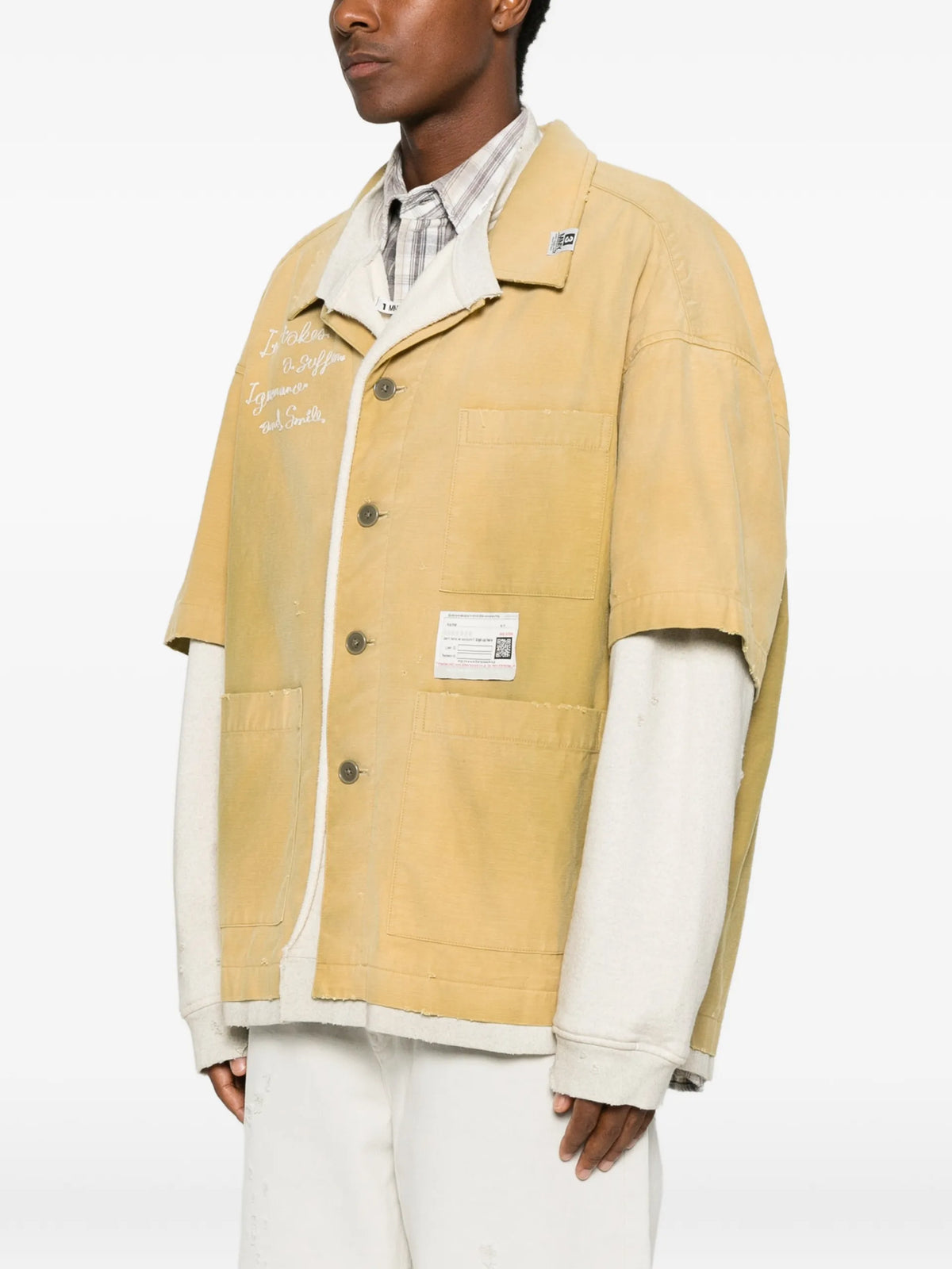 Maison MIHARA YASUHIRO layered-design embroidered jacket coloris Yellow - vue 3