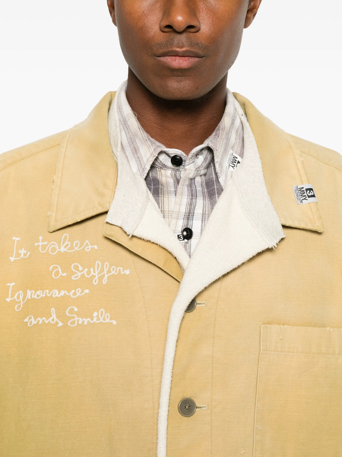 Maison MIHARA YASUHIRO layered-design embroidered jacket coloris Yellow - vue 5
