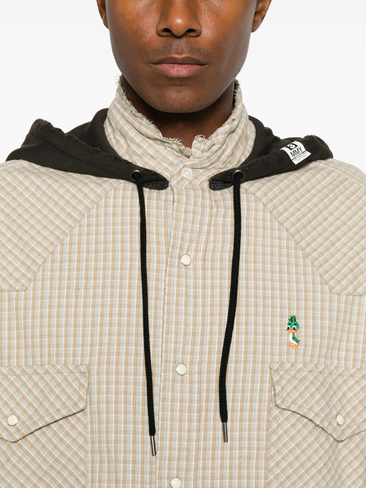 Maison MIHARA YASUHIRO check-pattern hooded shirt jacket coloris Neutrals - vue 5