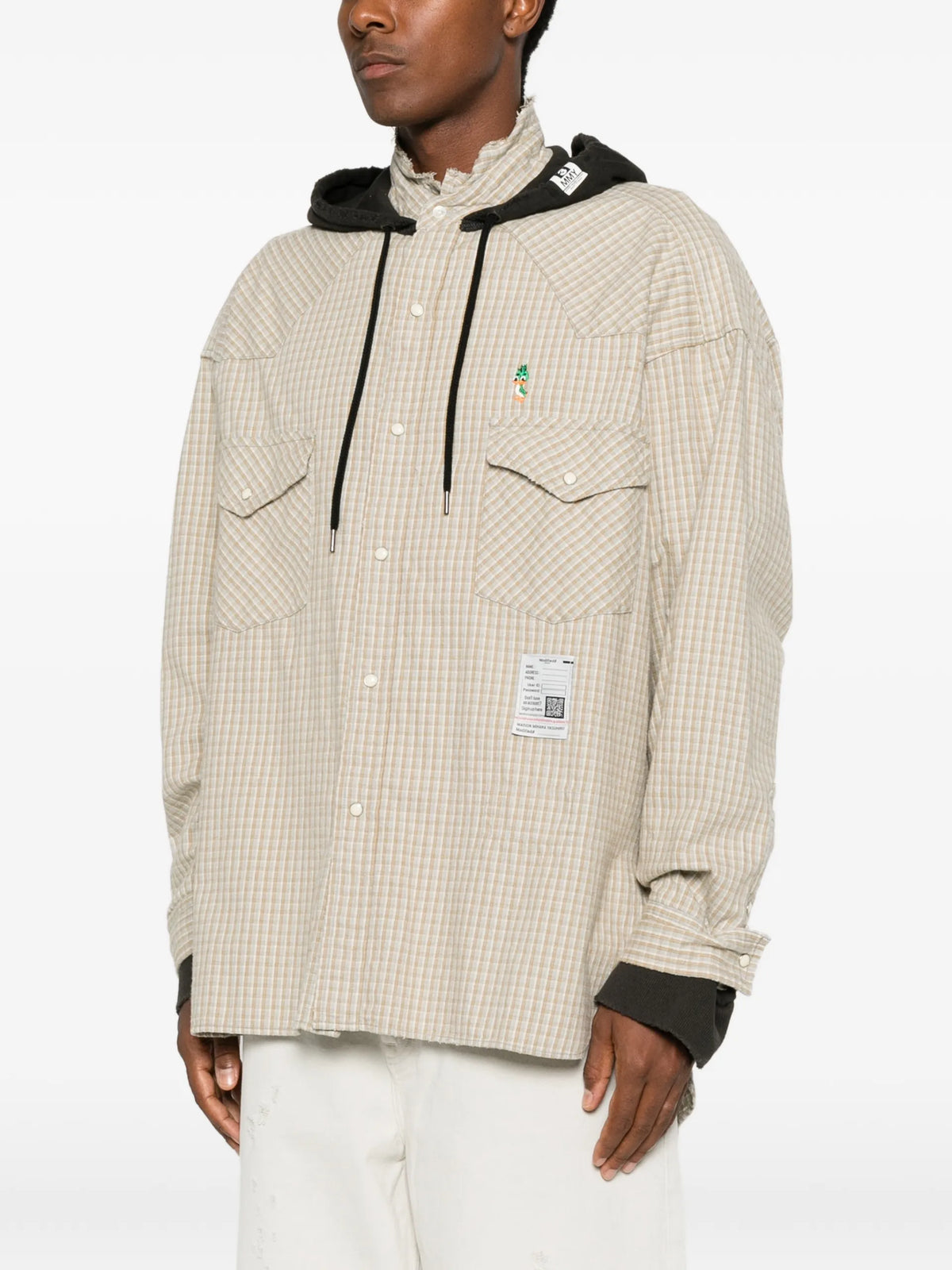 Maison MIHARA YASUHIRO check-pattern hooded shirt jacket coloris Neutrals - vue 3