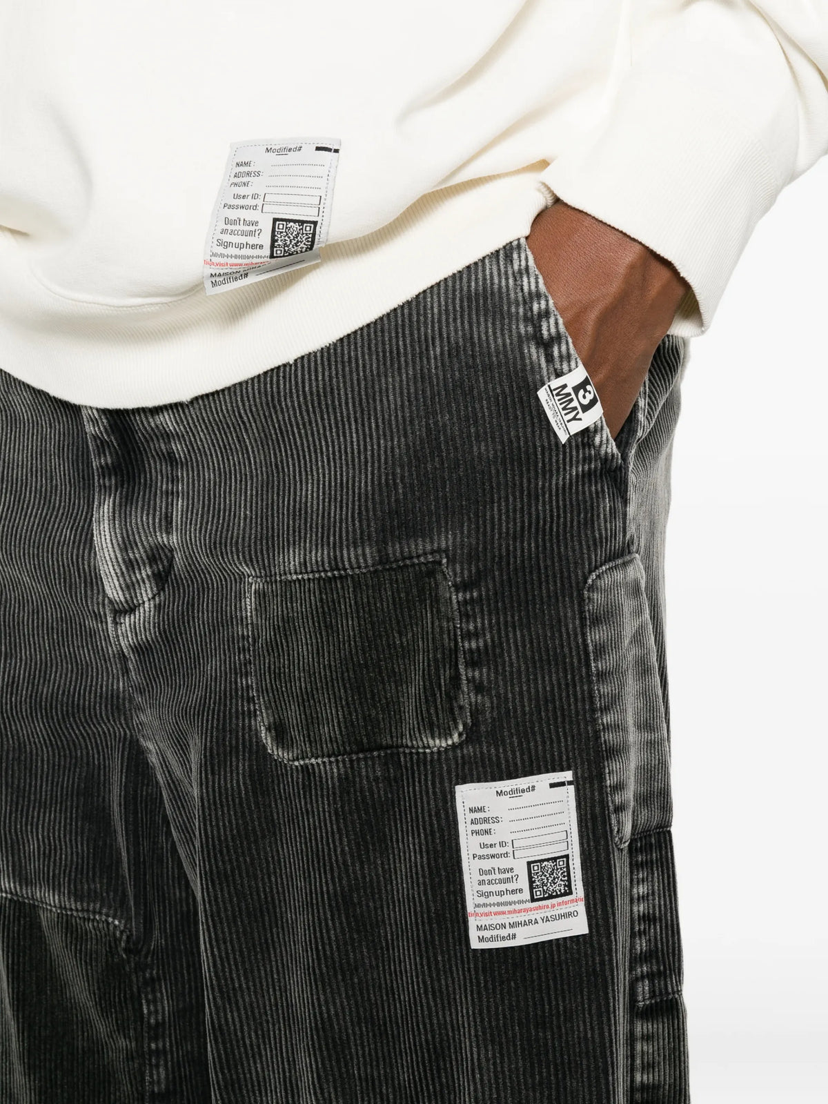 Maison MIHARA YASUHIRO patchwork corduroy trousers coloris Grey - vue 5