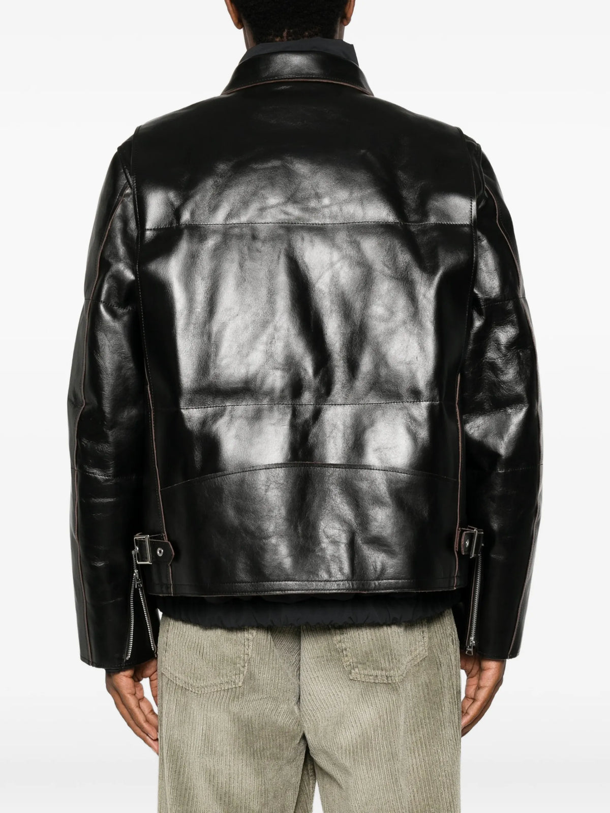 sacai leather panelled jacket coloris Black - vue 4
