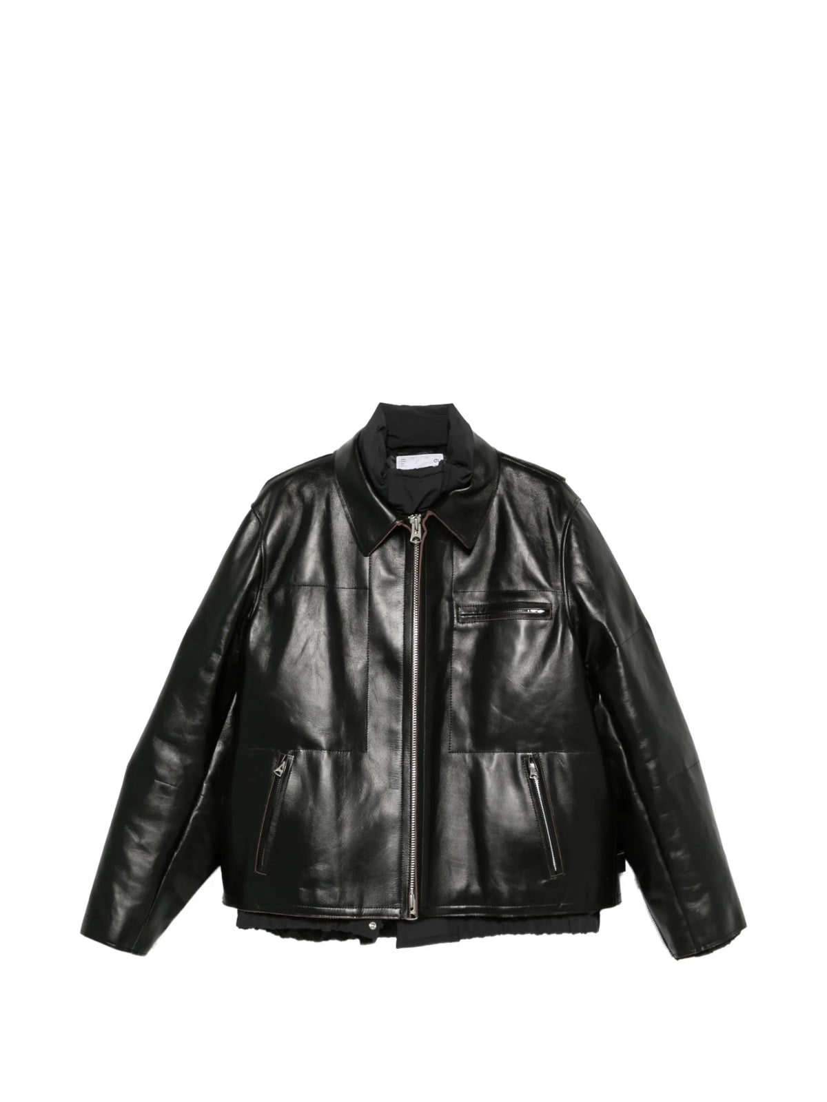 sacai leather panelled jacket coloris Black