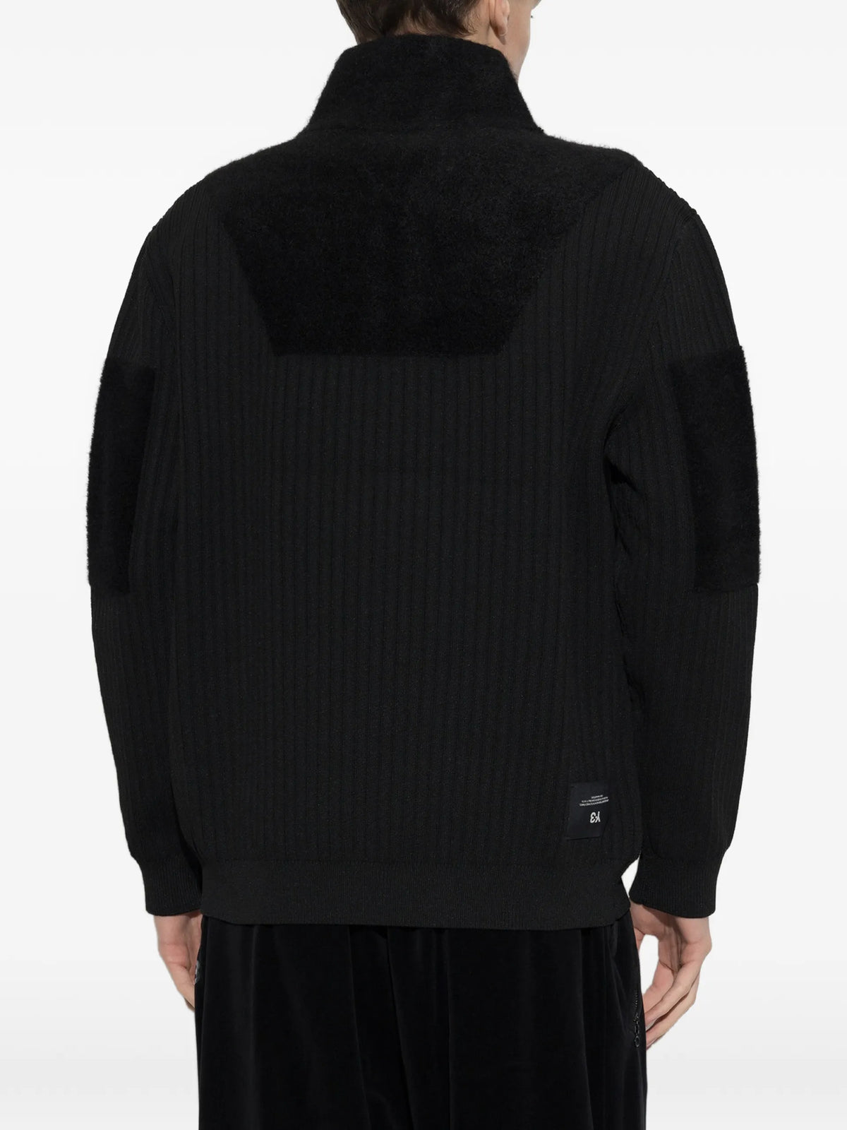 Y-3 knit sweatshirt with half-zip and colourblock panels coloris Black - vue 3
