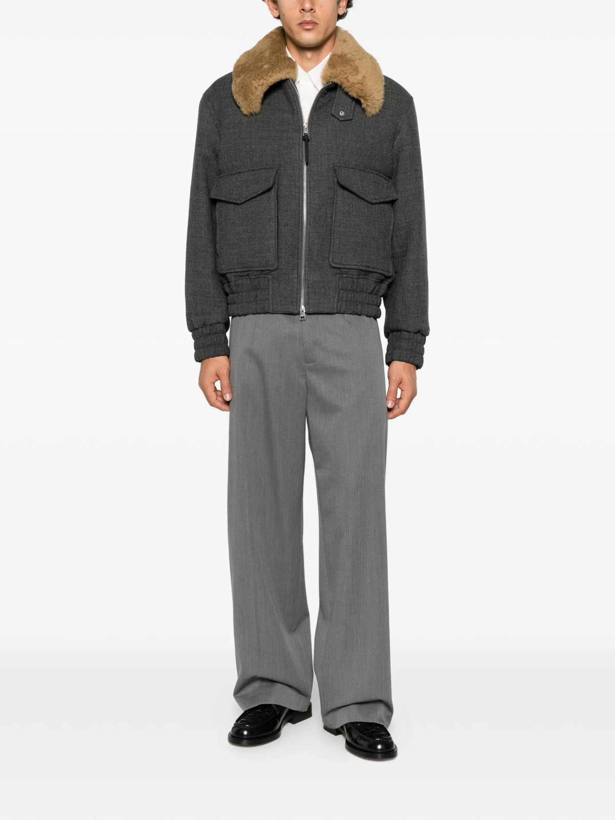 AMI Paris Shearling-collar Bomber Jacket