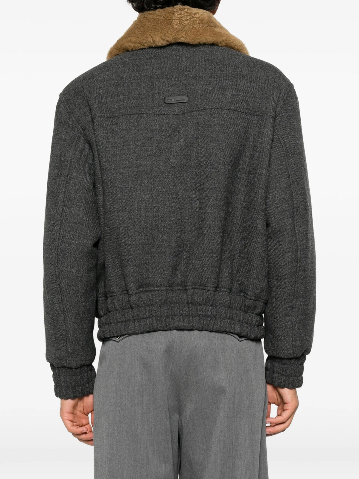 AMI Paris shearling-collar bomber jacket coloris Grey - vue 4