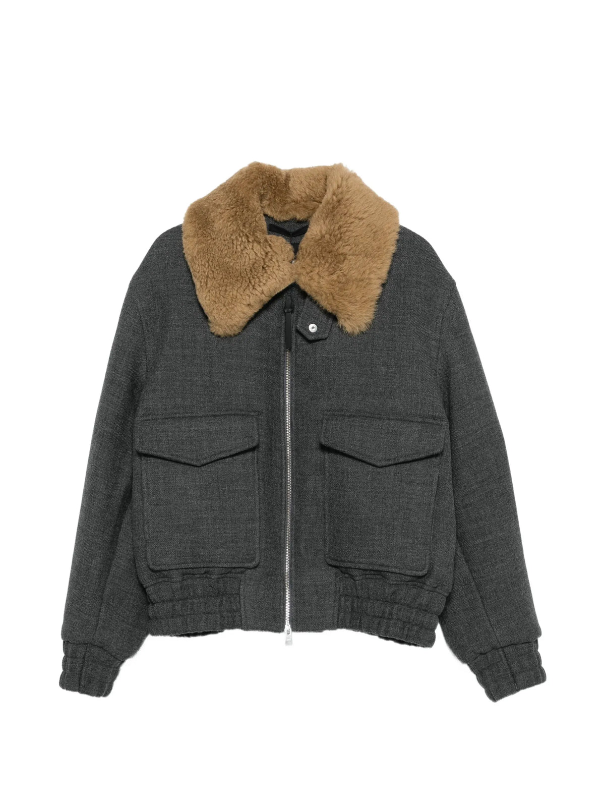 AMI Paris shearling-collar bomber jacket coloris Grey